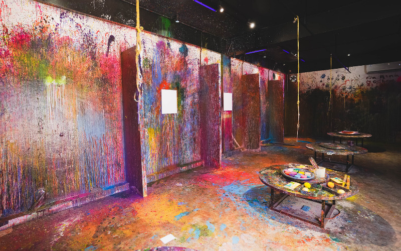 neon colors in a dark room