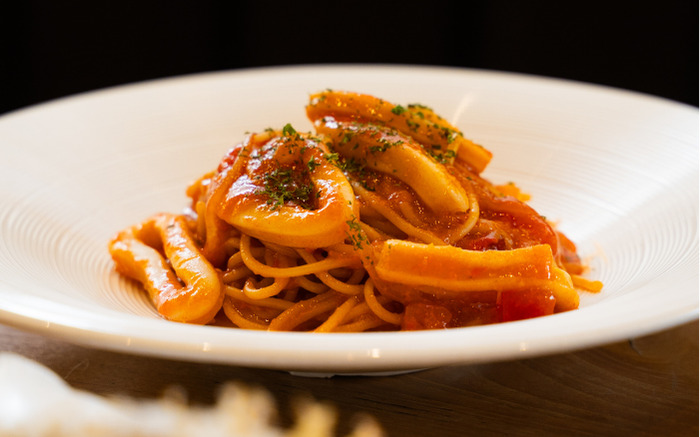 Spaghetti al Calamari con Pomodoro at Gazoz Cafe